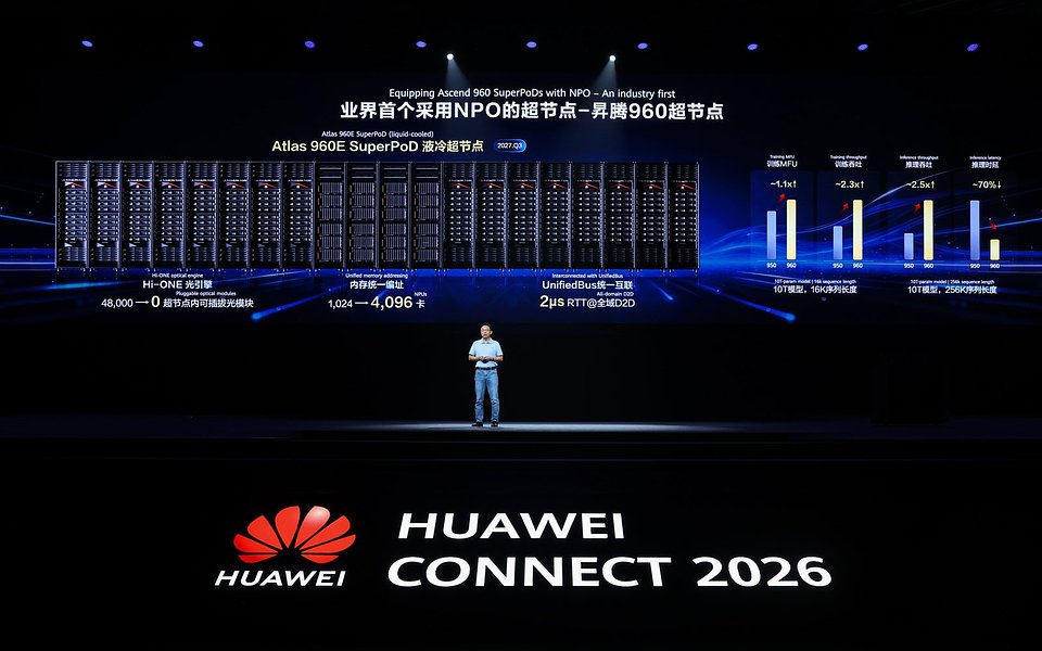 David Wang podczas przemówienia otwierającego HUAWEI CONNECT 2026 w Szanghaju