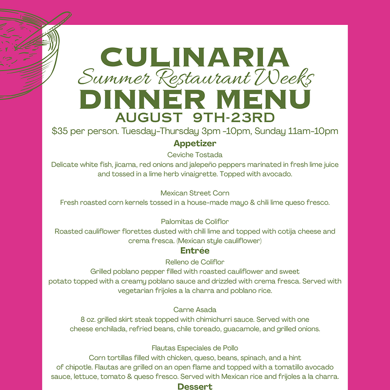 Rosario&#39;s Culinaria Summer Restaurant Weeks Dinner Menu2.png