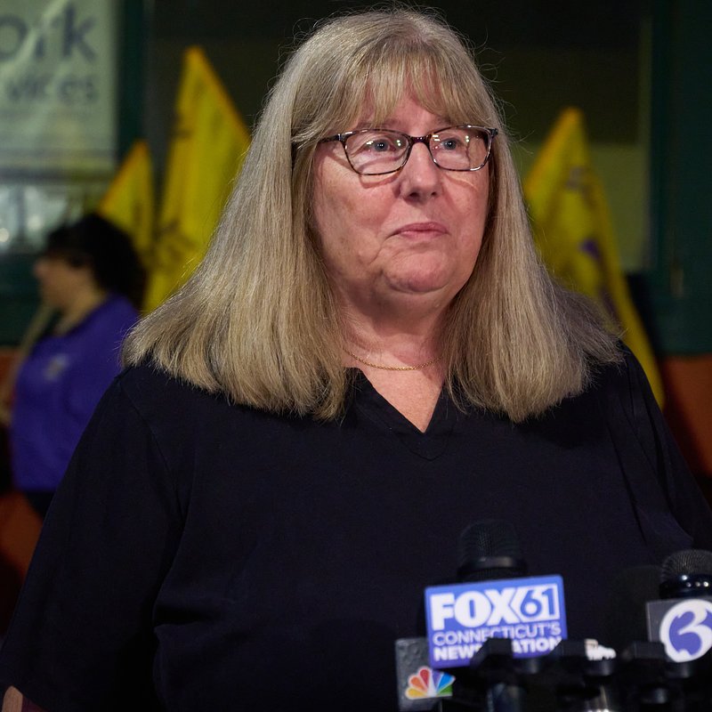 Retired Group Home worker Pam Kelly speaks at press conference to protect her pension Sept 26.2025 (Credit: Jamarri Johnson Courtesy of SEIU 1199NE)
