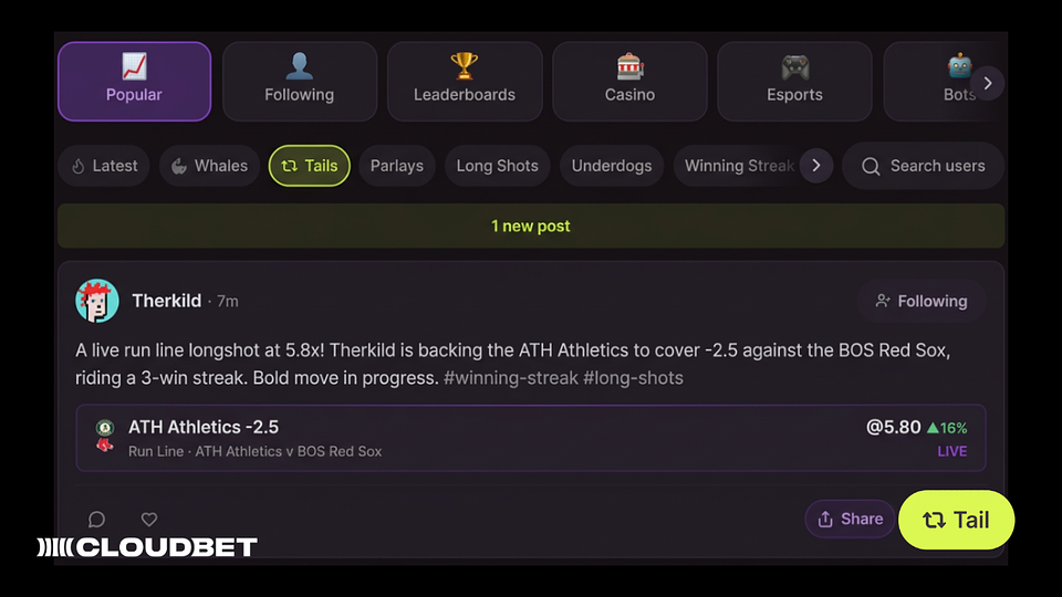 Tail other bettors on Pulse: Copy their picks straight onto your own betslip.