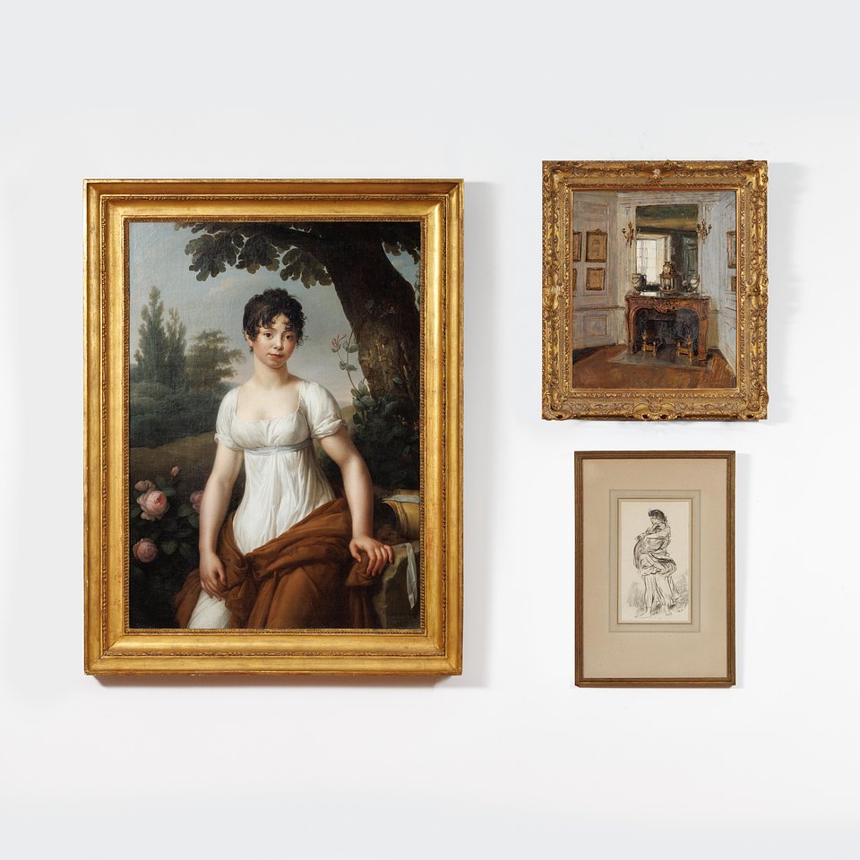 From left to right: Étienne Barthélémy Garnier (lot 1002), Walter Gay (lot 1011), Augustus John OM RA (lot 1023)