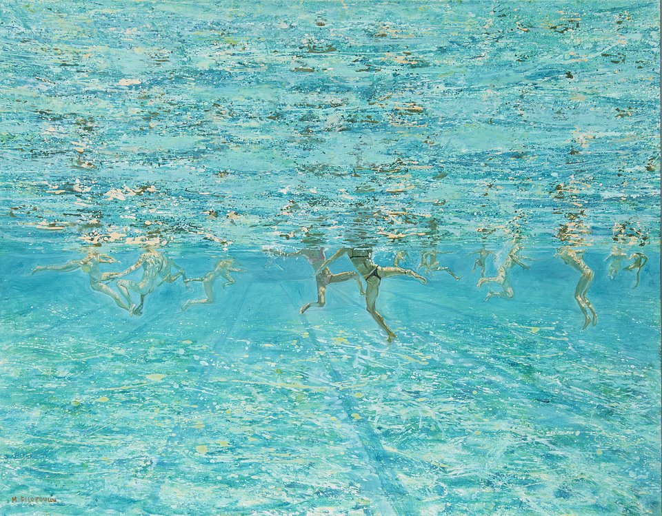 Lot 481: Maria Filopoulou, Greek b.1964 - Swimmers; Price Realised: £11,152