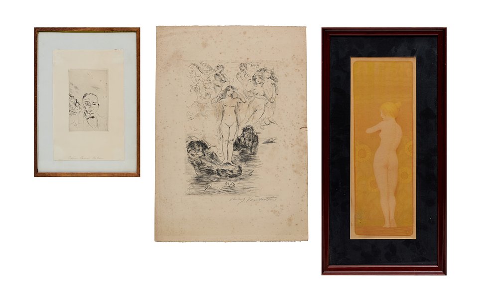 Jules Pascin (Bulgarian/French 1885-1930), Lovis Corinth (German 1858-1925) & Paul Berthon (French 1872-1934), from the collection of Klaus Hinrischen.
Estimate: £300-500