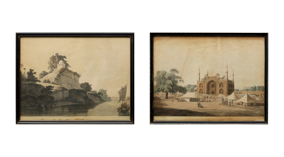 A rare pair of aquatints with original hand-colour by Thomas and William Daniell from their celebrated work 'Oriental Scenery' published circa 1795-1807
Price Realised: £11,808