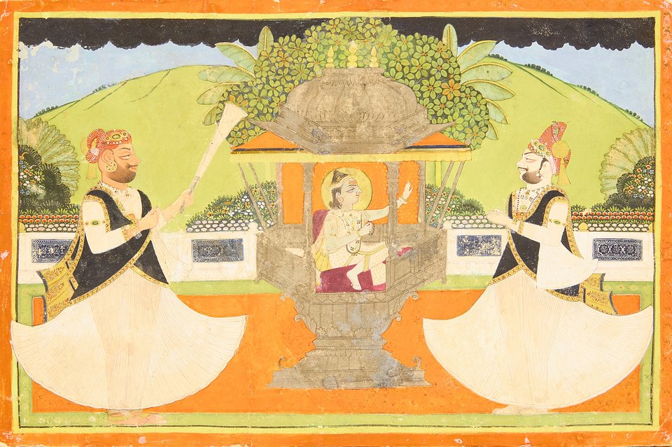 Lot 338: Maharaja Man Singh of Jodhpur and his guru Dev Nath at the Shrine of Jallandharnath, circa 1810
Estimate: £2,000 - £3,000