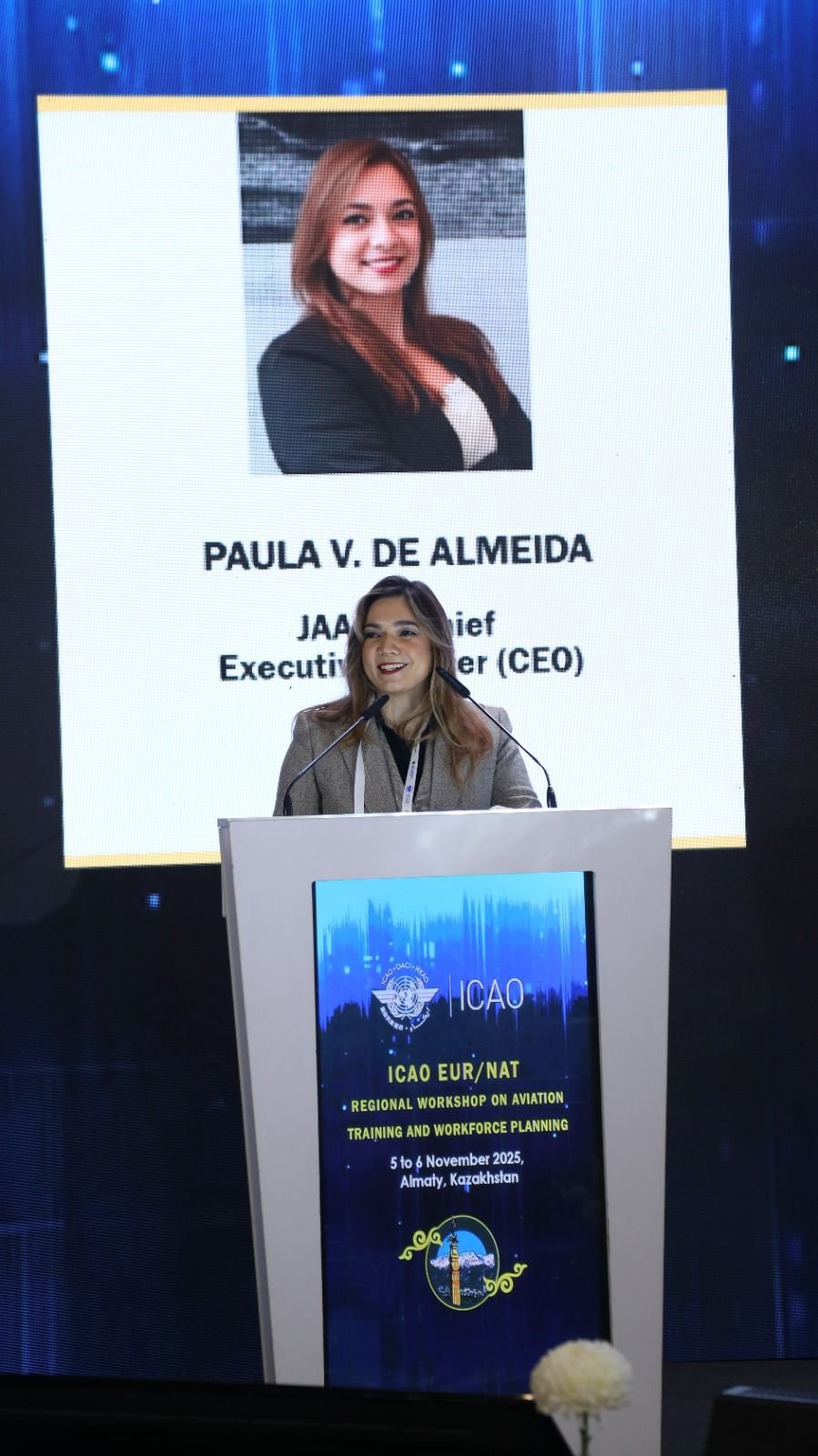 Paula V. de Almeida (JAA TO CEO) opening the training workshop panel discussions.