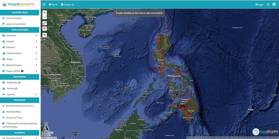 HazardHunterPH’s Map View. Photo courtesy of DOST-PHIVOLCS.