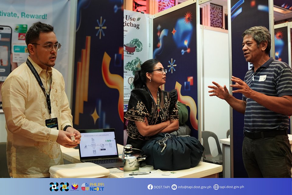 SHOWCASING LOCAL INNOVATIONS TO A GLOBAL AUDIENCE — (Standing from left to right) Mr. Mari Martirez, CEO and Founder of RezBin, and Ms. Rowena Sucalit, inventor of MagicBag, at PHILIPPiNEXT: ICE on I held on July 15, 2025, at Okada Manila, Philippines.