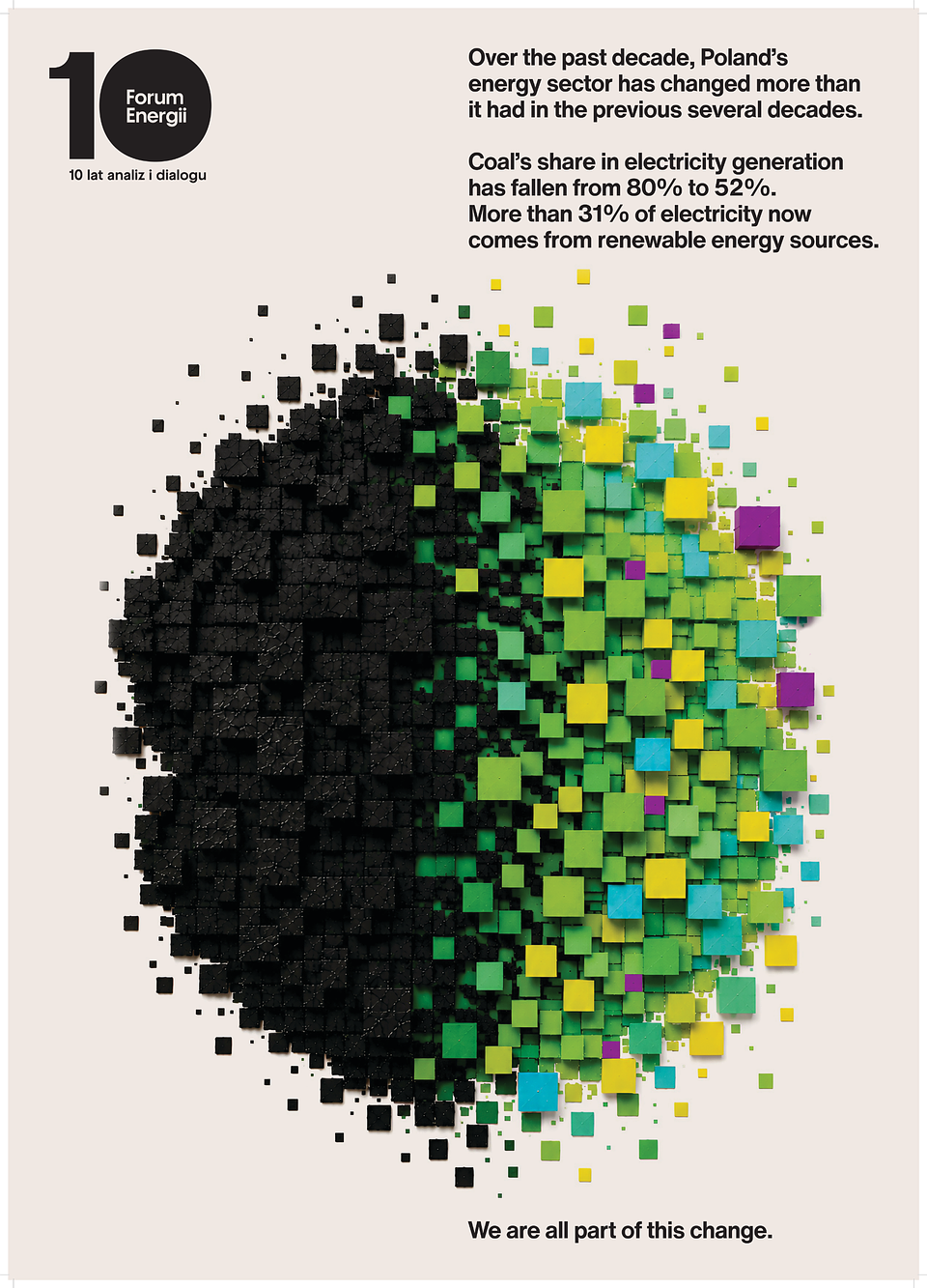 A poster created for the 10th anniversary of Forum Energii.
