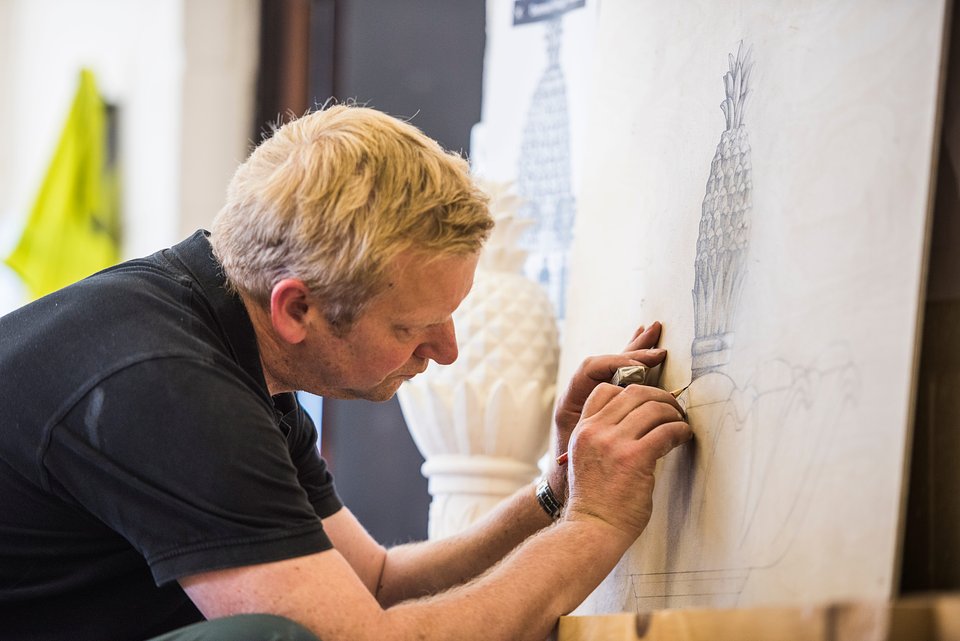 Simon Helm working in the Haddonstone studio