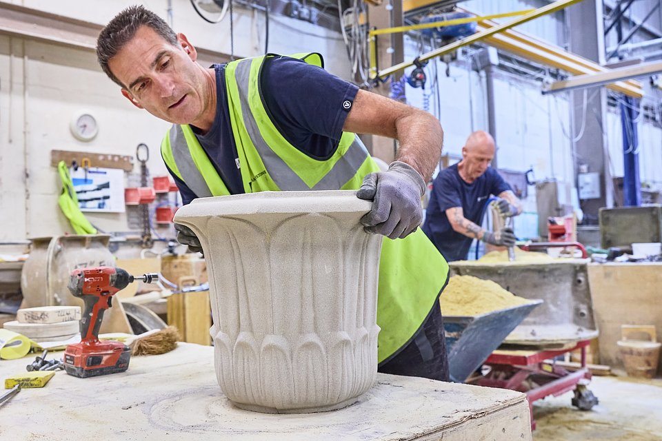 Andy Marlow inside the Haddonstone manufactory