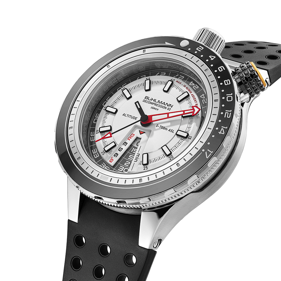 The Twin Safety Bezel of the Decompression 02.