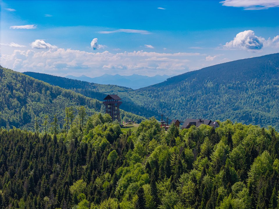 Widoki w ośrodku PKL Mosorny Groń 