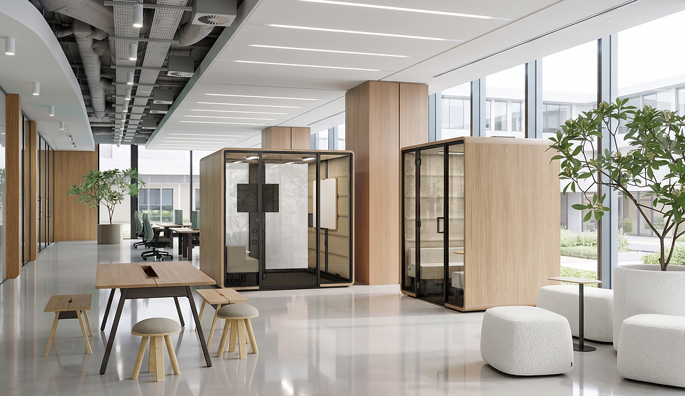 Hushoffice pods, Light Oak. 