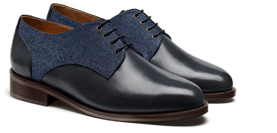 Derby blue leather tweed