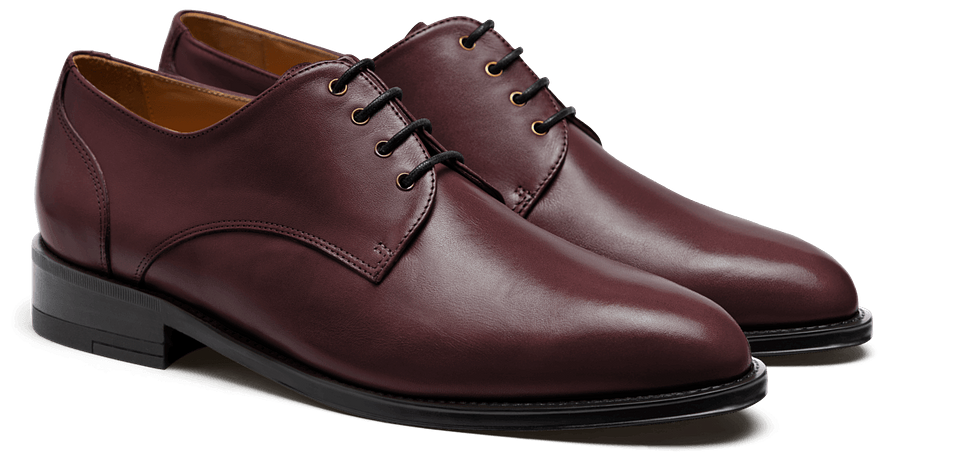Derbys in burgundy leather
