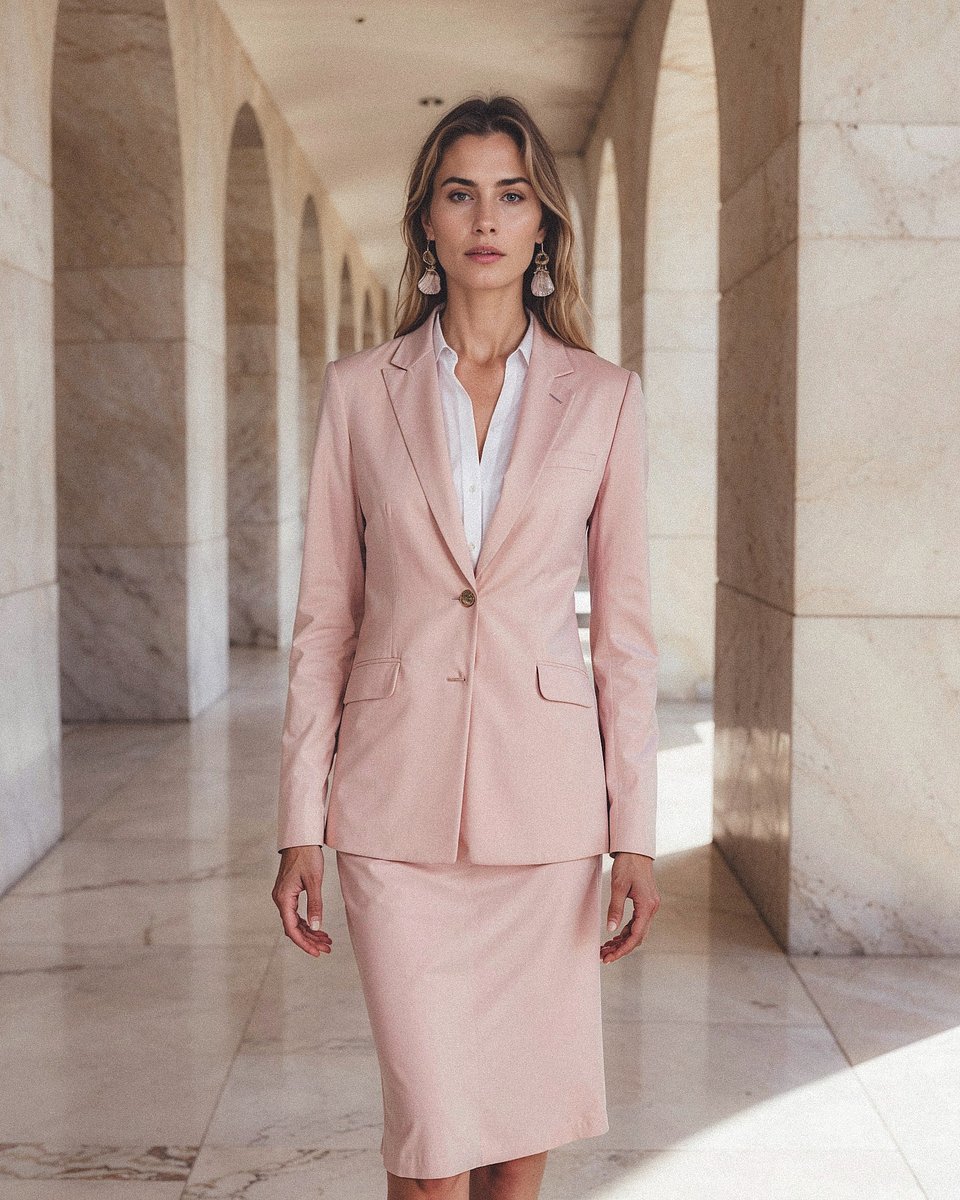 Blazer Rosa Suave con Falda Midi Sumissura