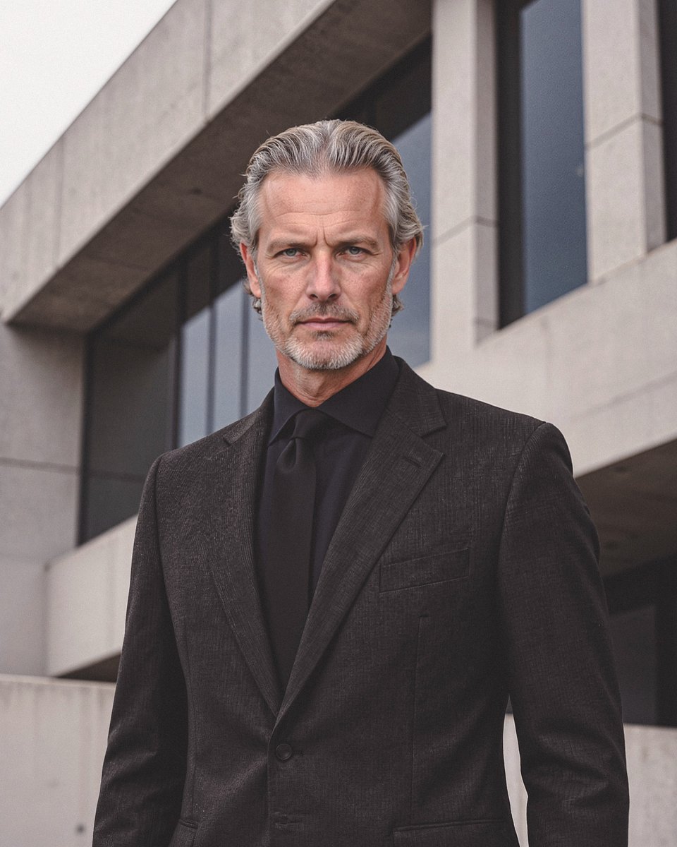 Traje Marrón Oscuro con Camisa de Vestir Negra y Corbata Hockerty