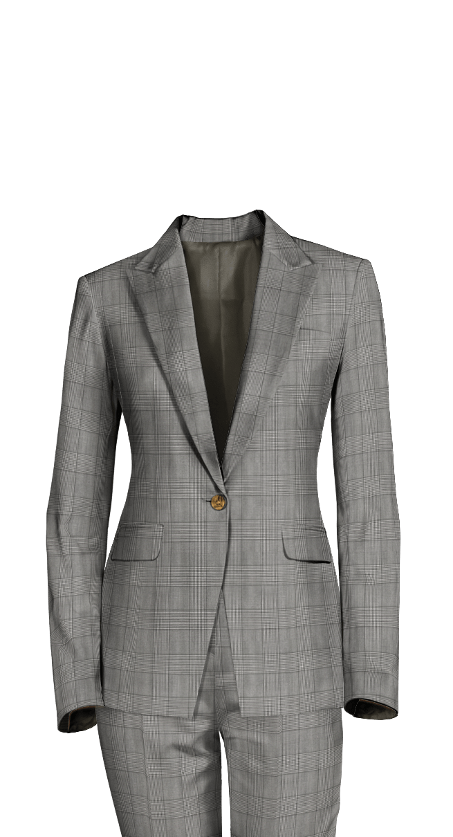 Traje gris a cuadros con solapa en pico Sumissura 