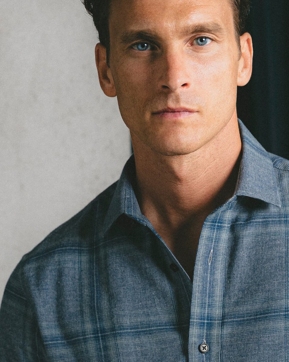 Steel blue tartan- lannel shirt