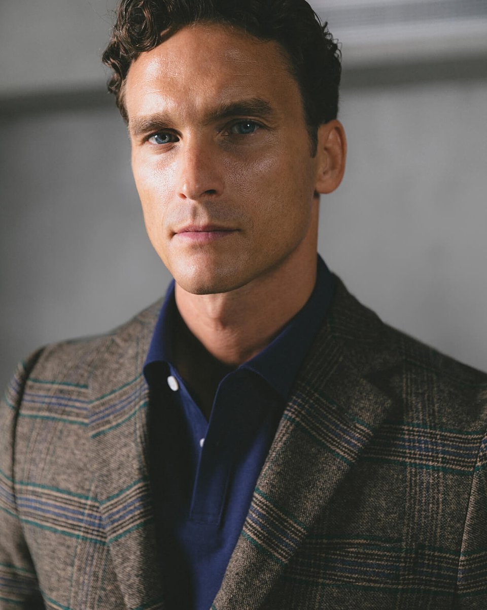 Brown overcheck tweed limited suit jacket
