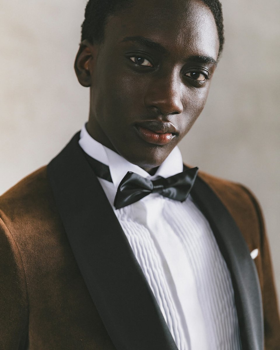 Chocolate brown velvet tuxedo