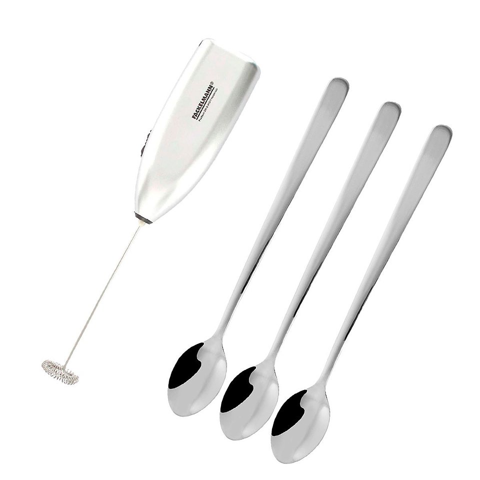 Set Espumador de Leche y 3 Cucharas Largas para Bebidas de Fackelmann (PVP: 19,74 €)