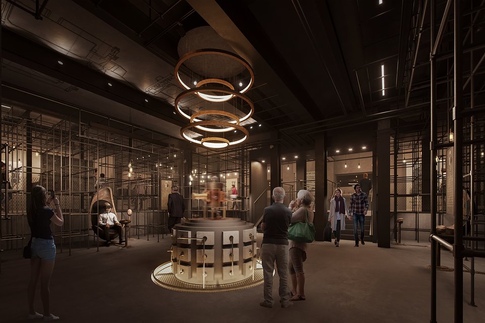 Wizualizacja powstającej wystawy "Mechaniczne oko"