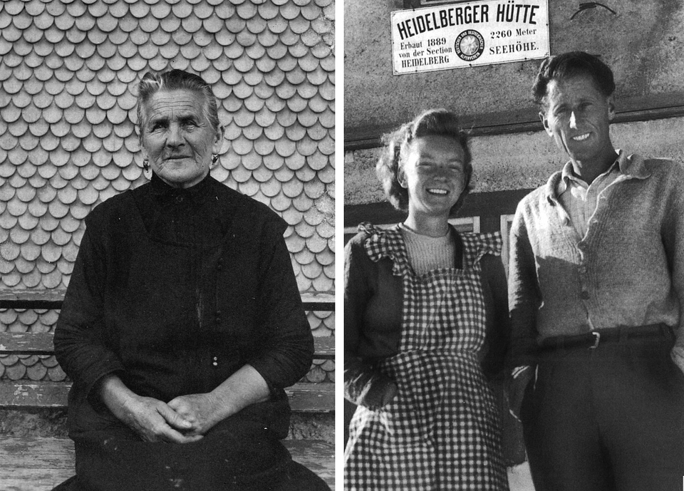 Left: Annemarie Aloys Right: Erwin and Olga Aloys celebrate the opening of the Silvretta Bahn, 1963 
(Courtesy Elizabeth Arthotel) 
