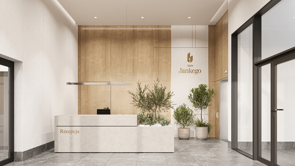 Wizualizacja projektu recepcji jednego z budynków na Osiedlu Jankego