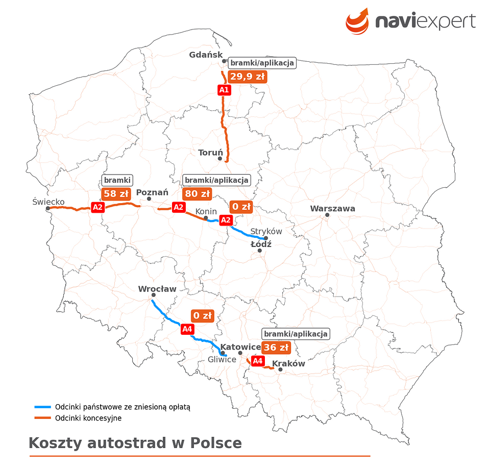 Obowiązujące opłaty za autostrady na dzień 24.04.2026
