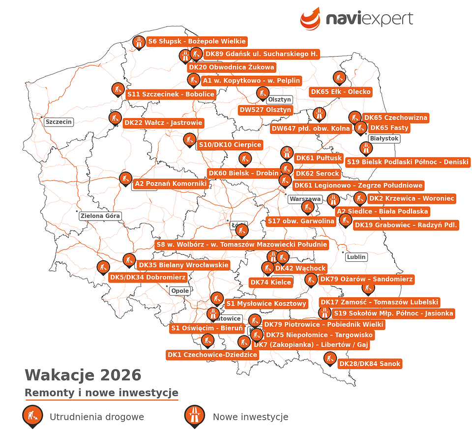 Trwające remonty i nowe inwestycje drogowe