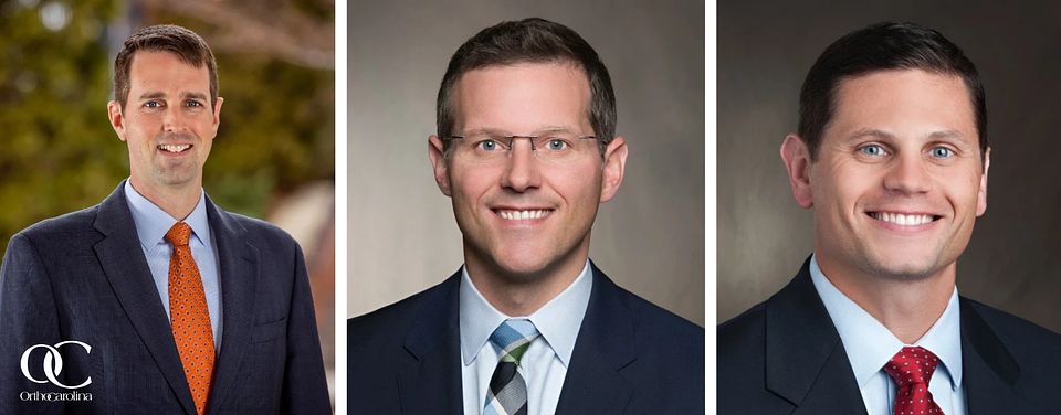 From left to right: Brian Curtin, MD; Todd Irwin, MD; and Bryan Loeffler, MD. (Photo Credit: OrthoCarolina)
