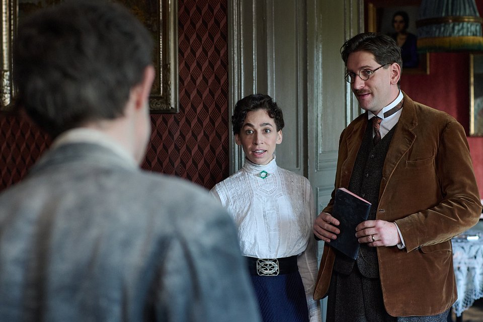 Idan Weiss as Franz Kafka, Carol Schuler as Felice Bauer, Sebastian Schwarz as Max Brod fot. Marlene Film Production.jpg