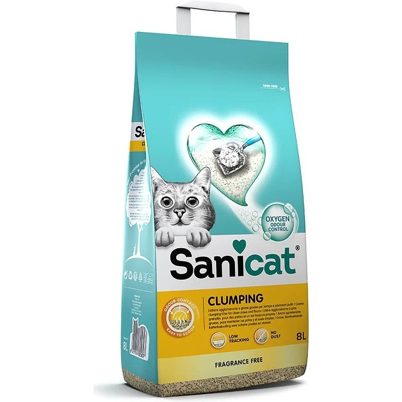 Areia Aglomerante para Gato SANICAT Clumping Fragrance Free (8L).jpg