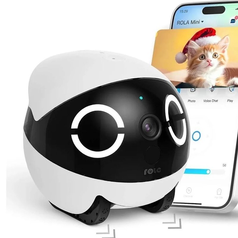 Robô Inteligente com Câmera ENABOT Rola Mini para Vigilância e Companhia de Cães e Gatos.jpg
