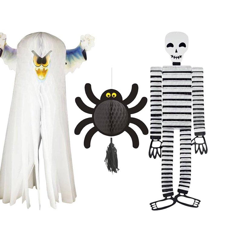 8. Conjunto De Decoração De Halloween Fantasma, Esqueleto E Aranha Wellhome.jpeg