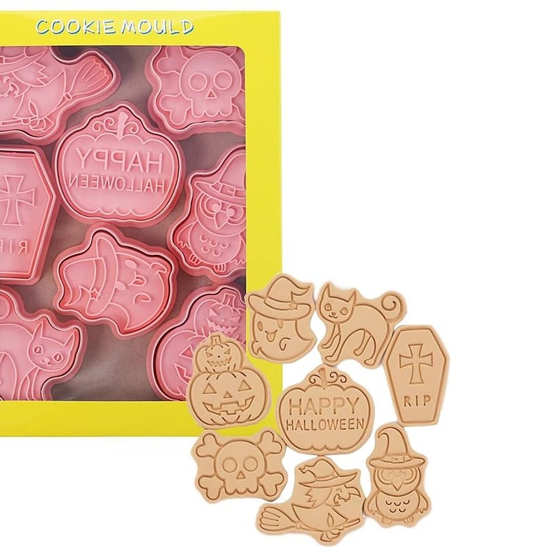 7. Peças Moldes De Biscoito 3d De Pressão Manual Para Halloween Thanksgiving Cor Rosa.jpeg
