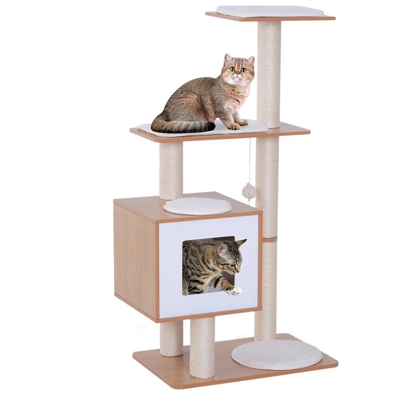 Árvore Arranhadora para Gatos MDF, Sisal cor Marrón 71.5x49.5x120 cm PAWHUT.jpg