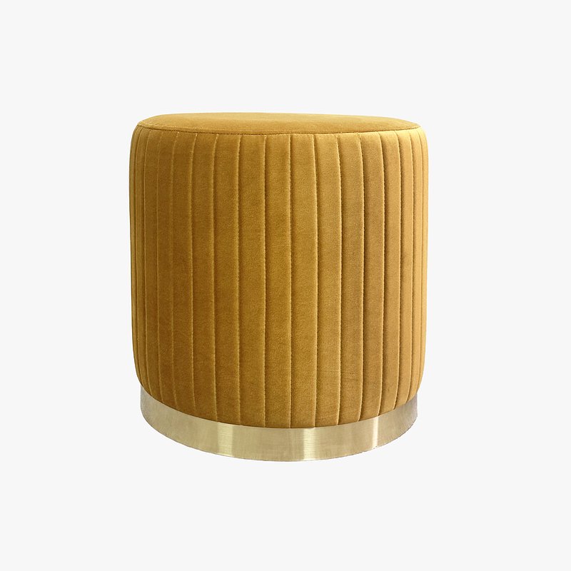 Pouf Mostarda de Veludo com riscas em dourado PVP 69,00€.jpg