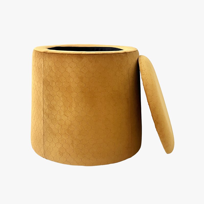 Pouf Mostarda de Veludo com padrão e arrumação PVP 79,00€ (1).jpg