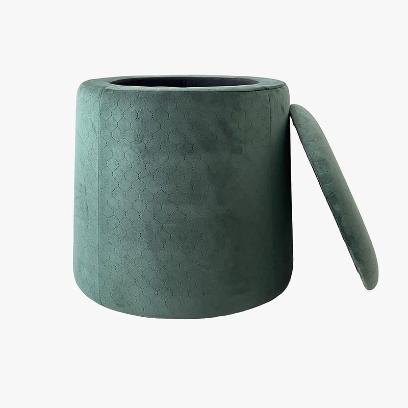 Pouf Verde Esmeralda de Veludo com padrão e arrumação PVP 79,00€ (1).jpg