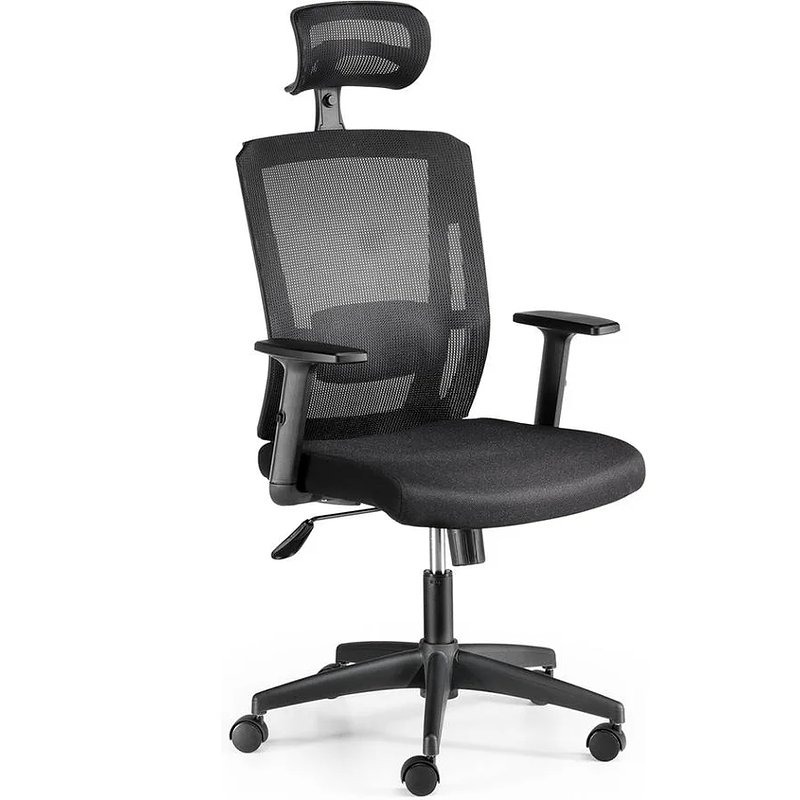 05. Cadeira de Escritório Executiva Ergonómica EUROMOF Sofía Preto (Apoio Cabeça - Braços reguláveis - Malha e Tecido).jpg