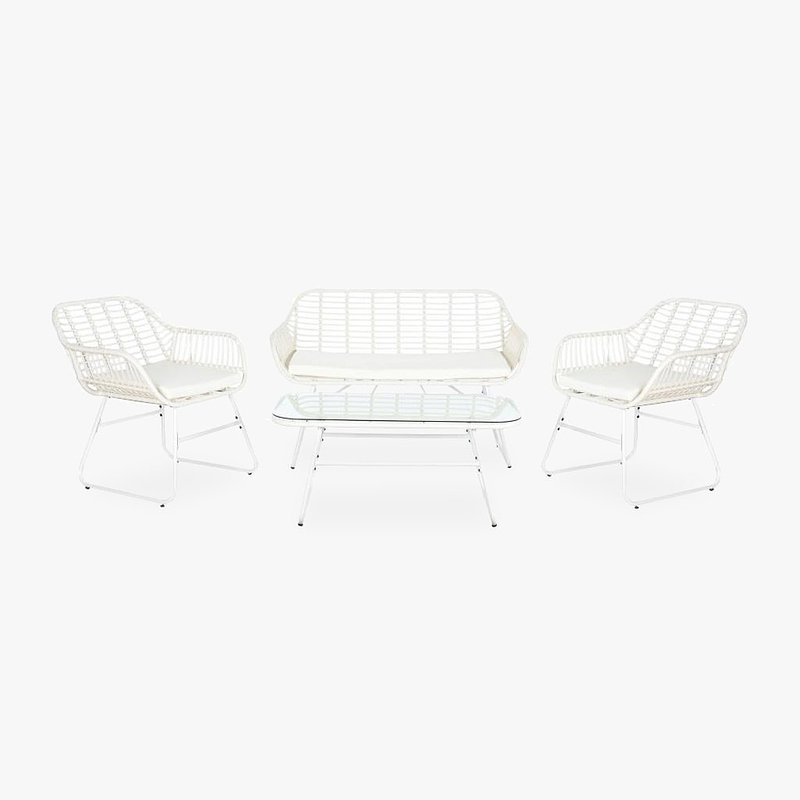 Conjunto de Exterior de 4 peças em Metal e Rattan Branco PVP 479,20€.jpg