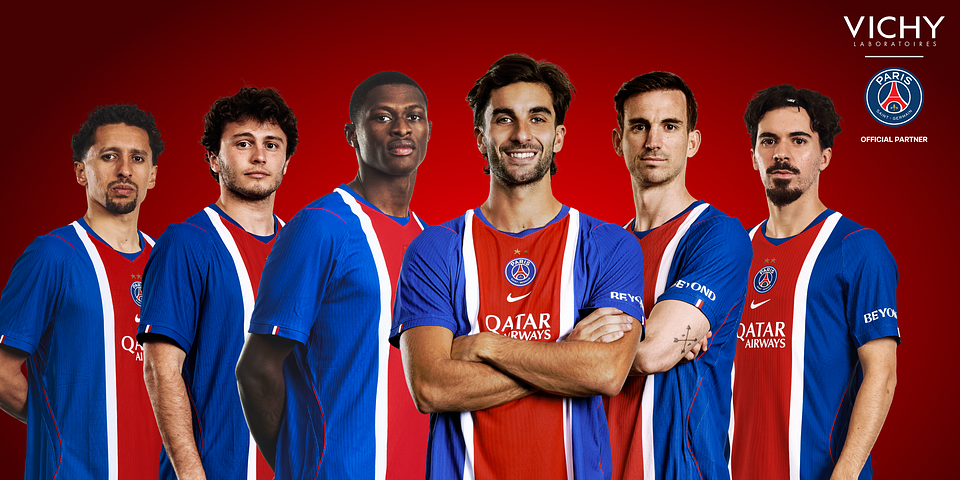 Da esquerda para a direita: Marquinhos, João Neves, Nuno Mendes, Ferrán Torres, Fabián Ruiz e Vitinha.