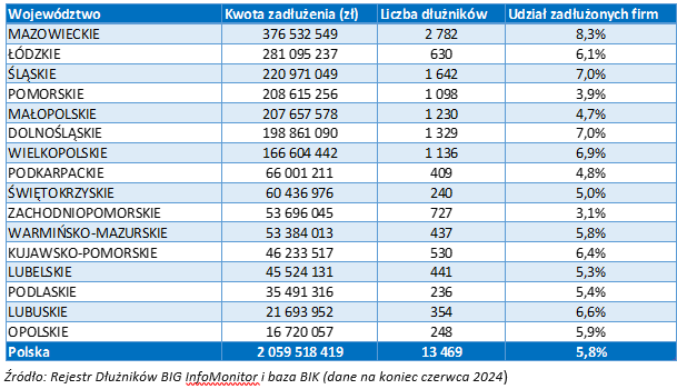 Przeterminowane zadłużenie HoReCa według regionu 2024.png