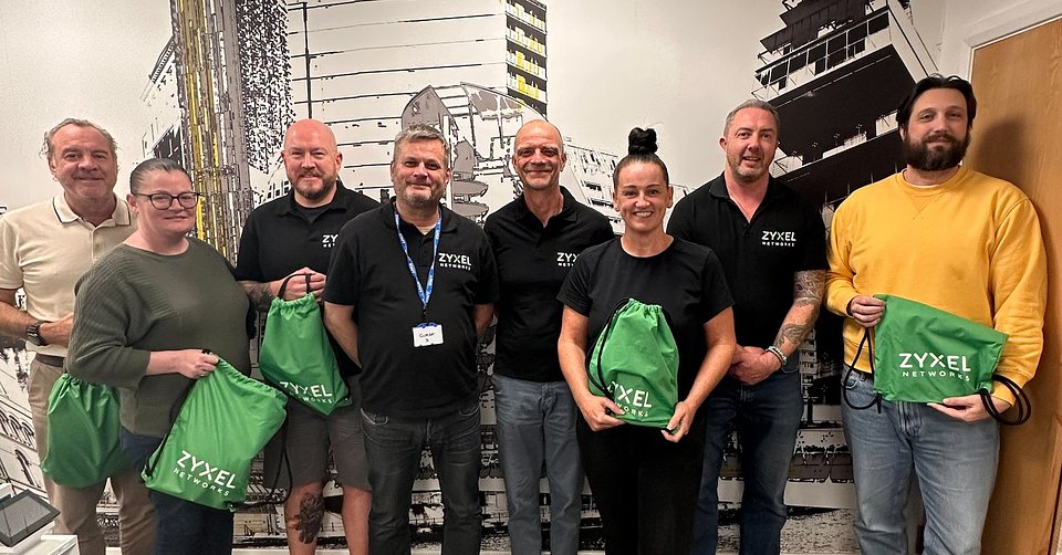 The Zyxel Networks and Euro Options teams at Euro Options' Rochdale office