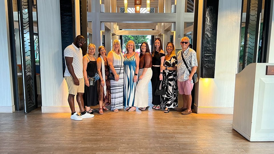 The agents pictured from left to right:  Peter (ONYX Sales Representative Germany), Sunanta (Thai Airways), Abby (GoldMedal), Sarah (Bangkok Airways), Nickie (Hays Travel), Rachel (Flight Centre), Olivia (Trailfinders), Alex (Travel Counsellors), James (Not Just Travel) 