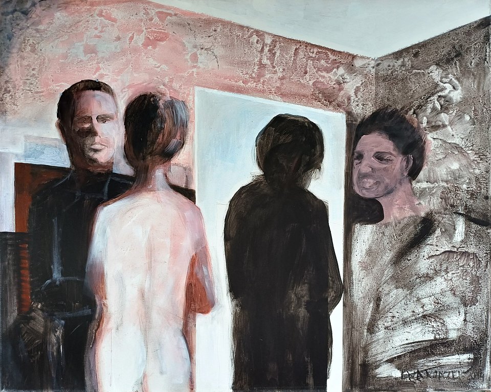 Ewa Miazek, „Pompeje. Impreza”, akryl, 80 x 100 cm, 2015