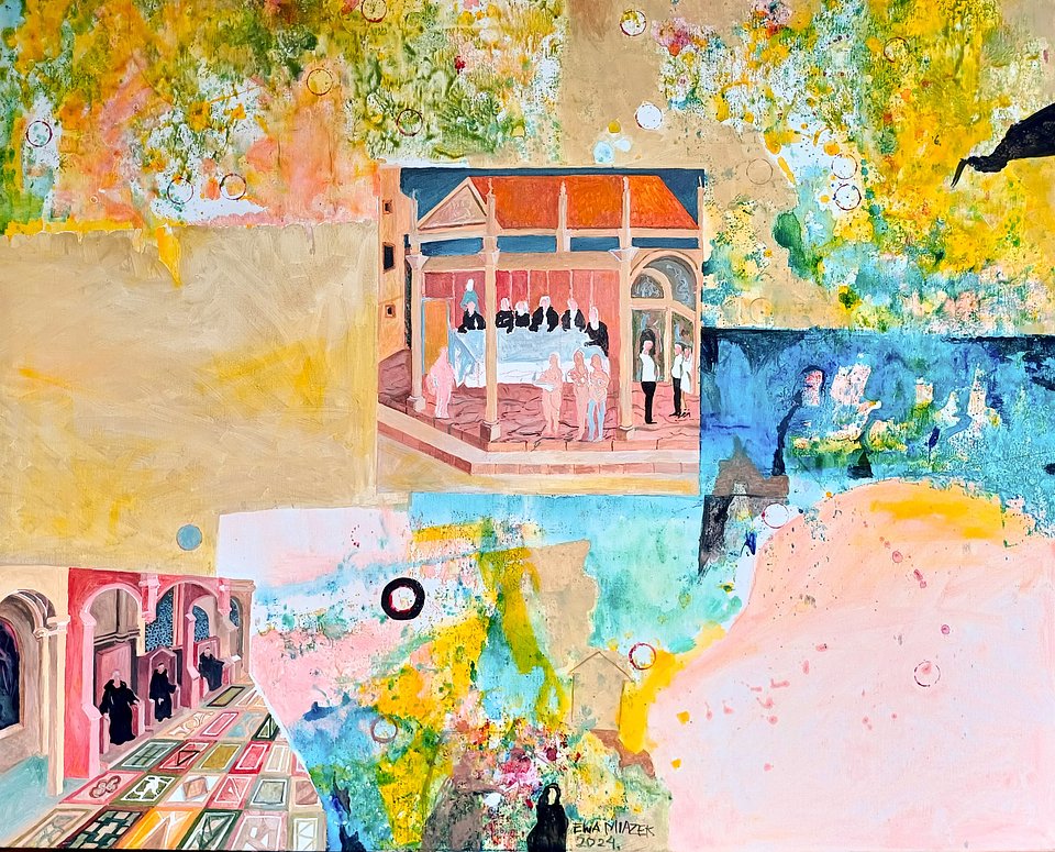 Ewa Miazek, „Konfesjonały”, olej, 80 x 100 cm, 2024